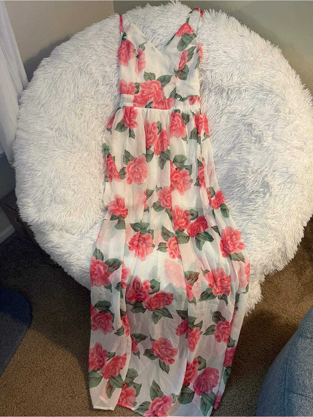 Open Back rose floral maxi bohemian gypsy dress